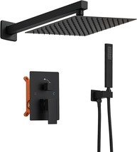 Bwe Black 10&quot; Sq.Are Luxury Rain Mixer Shower System Sets Complete 2-Fun... - $176.93
