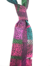 Yates &amp; Co London Purple/green silk satin tie,handmade in England, free ... - $59.50