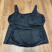 Lands End Womens Solid Black Tankini Swim Suit Top Underwire Plus Size 18W - $27.72