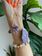 Amethyst Druzy Cluster Raw Amethyst / Amethyst cluster necklace / Dissolves Nega - £27.80 GBP