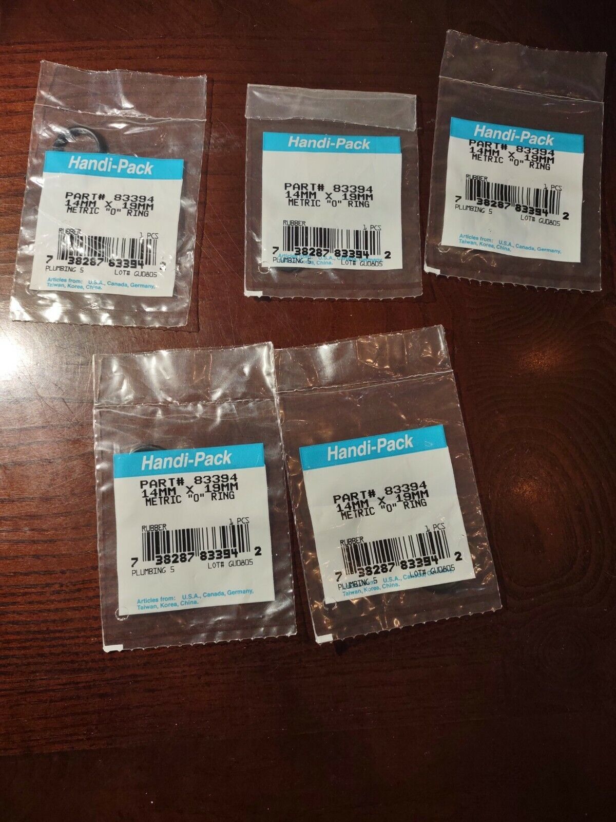14mm x 19mm x 2.5mm Rubber O-Rings set of 5 - $12.75