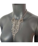 Stainless Steel Collar Rhinestone Tassels Chain Pin Punk Necklace - $50.00