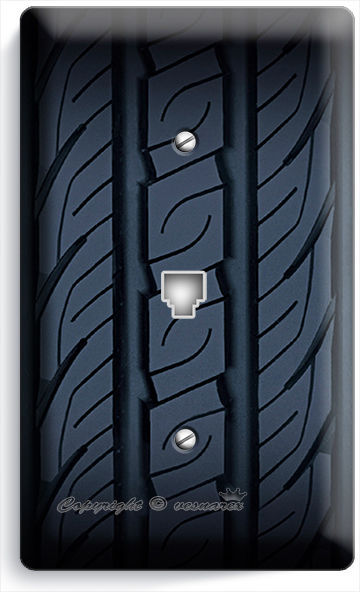 SPORTS CAR RACING TIRE PHONE JACK TELEPHONE WALL PLATE COVER MAN CAVE GARAGE ART