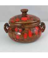 Vintage 1970s Retro Miller Handcrafted Brown &amp; Orange Bean Pot With Lid - $458.82 MXN