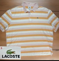 Lacoste Polo Shirt Mens 3XL 9 Striped Orange-Peach Pink Pastel Crocodile Peru - $33.20