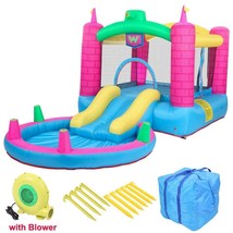 Safe Inflatable Bounce Castle Water Slide Pool Bouncy House Blower Bag Full Set - £229.85 GBP