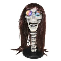 Skull with hair with and light , 43cm tall - $53.55