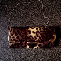 Leopard Print Clutch Bag with Chain Strap - $9.29