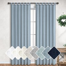 Grey Blue Curtains 84 Inch Long For Bedroom 2 Panels Set Tab Top Light Filtering - £35.53 GBP