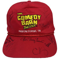 The Comedy Barn Theater Hat Cap Snap Back Red Rope with Signatures Pigeon Forge - £14.02 GBP
