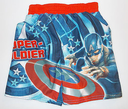 Captain America Toddler Infant Boys Swim Trunks Shorts Sizes 24M and 3T NWT - $9.79