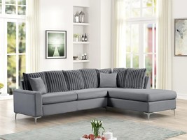 Erith Modern Grey Velvet Sectional Sofa - $1,050.00