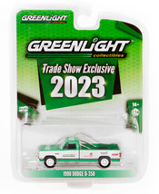 1990 Dodge D-350 Pickup Truck Green White 2023 GreenLight Trade Show Exc... - $18.87