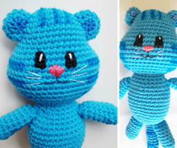 Crochet blue tiger doll - handmade doll stuffed animal Amigurumi - $60.00