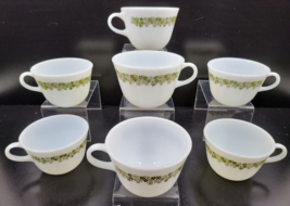 (7) Pyrex Corelle Spring Blossom Cups Set Vintage Corning Green Crazy Daisy Lot - £37.08 GBP