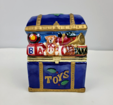 Mr. Christmas Animated Toy Box Music Box Blue Porcelain w/ Lid 12 Days C... - $25.99
