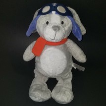 Carter&#39;s Take Flight Aviator Puppy Dog Plush Lovey Pilot Gray Blue Stuffed Toy - £23.50 GBP