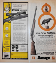 Lot of 2) Savage Model 24 Rifle & Weaver Scope Model K Vintage  Print Ad 1961 - $8.59