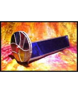 1970s Handcrafted Stained Glass Kaleidoscope with Blue Mirror Double Wheel  - £55.30 GBP
