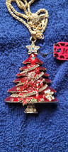 New Betsey Johnson Necklace Christmas Tree Red Holiday Festive Collectible Decor - £11.98 GBP