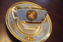 Richmond Art &amp; Co cup and saucer gorgeous blue, flowers and gold ORIGINA... - $29.69