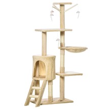 PawHut 53&quot; Plush Sturdy Interactive Cat Condo Tower Scratching Post Activity Tre - $98.71