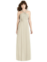 Dessy Collection Twist Halter Chiffon Maxi Dress...TH033...Champagne...S... - £58.61 GBP