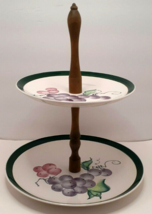 Ucagco Ceramic Mid-Century Two-Tier Plates Serving Tray Grapes Vintage - £18.11 GBP