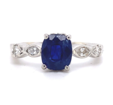 2.13ct Genuine Natural Sapphire Platinum Ring with Diamonds Jewelry (#J5... - $1,652.31