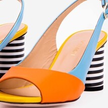 The Spectrum Blue / Orange Block Heel Leather Women Sandal image 3