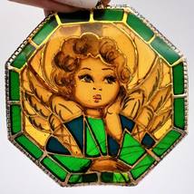 Massive Vintage Silver Pendant Angel Stained Glass Enamel Crealon Italy Marked - £148.79 GBP