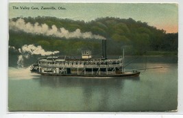 The Valley Gem Paddle Steamer Zanesville Ohio 1911 postcard - $6.93