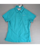 Columbia Omni-Shade Tuquoise Button Up Shirt Women&#39;s M Short Sleeve Slim... - $404.25 MXN