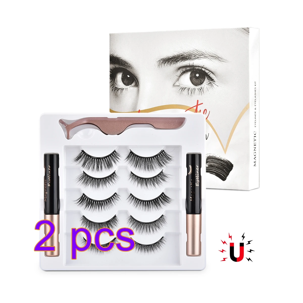  false lashes repeated use eyelashes waterproof liquid eyeliner with tweezer makeup set thumb200