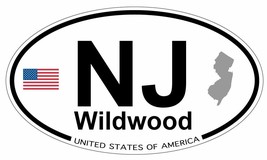 Wildwood, New Jersey Oval (5&quot; x 3&quot; color: FULL) Vinyl Window Sticker - $3.95
