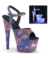 PLEASER ADORE-709RL 7&quot; Heel  Galaxy Effect Platform Ankle Strap Women Shoes - £48.46 GBP