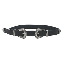 Floral Embossed Double Buckle Western Belt - $19.00