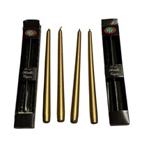 Robert Allen VTG 12” Gold Metallic Taper Candles (4) Holiday NEW READ NOTES Xmas - £18.85 GBP