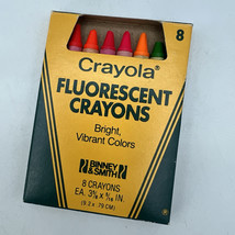 Vintage Crayola 8 Count Fluorescent Colors 8F Crayons 1980s Binney &amp; Smith - £8.02 GBP