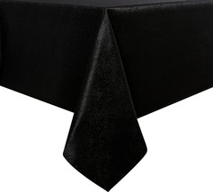 Black Jacquard Rectangle Tablecloth Exquisite Grain Design Waterproof an... - £29.99 GBP