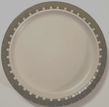 KASUGA Moonglow Patio Round White Green Trim Platter Vintage Chop Plate 12 1/4&quot; - £11.08 GBP