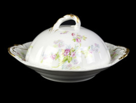 Theodore Haviland Limoges Covered Butter Dish w Strainer, Antique Schleiger 310 - £98.29 GBP