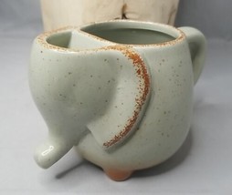 Elephant Tea Mug Cup With Tea Bag Holder Trunk Up Gray Green 12 Oz. - £9.92 GBP