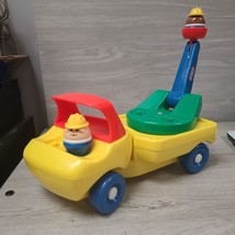 Vintage Little Tikes Crane Truck Cherry Picker 1985 with 2 Construction Workers - $13.50