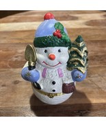 VTG 6.5&quot; Ceramic Decorative SNOWMAN Hinged Trinket Box Montgomery Ward R... - $240.97 MXN