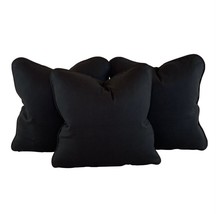 3 Pc Set 16&quot; Pillow Covers Designer P Kaufmann Waverly Cotton Black Solid - £48.24 GBP