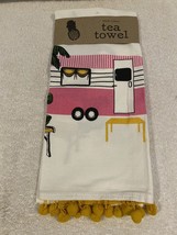 Brand New Camper Flamingo Tea Towel with Tassels RV Camping w/Tags - £11.83 GBP
