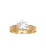22ct Gold Solitaire Ring Patterned Shoulder 6-Claw 7.7mm Width - $412.69