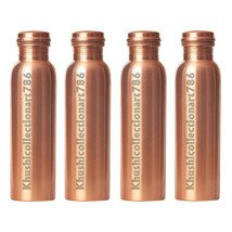 Handmade Copper Water Smooth Drinking Bottle Joint Free Ayurveda 1000ML Set Of 4 - £49.24 GBP