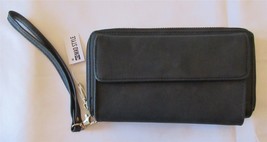Mad Style Clutch Wallet Wristlet Faux Charcoal Gray Leather Removable St... - £14.33 GBP